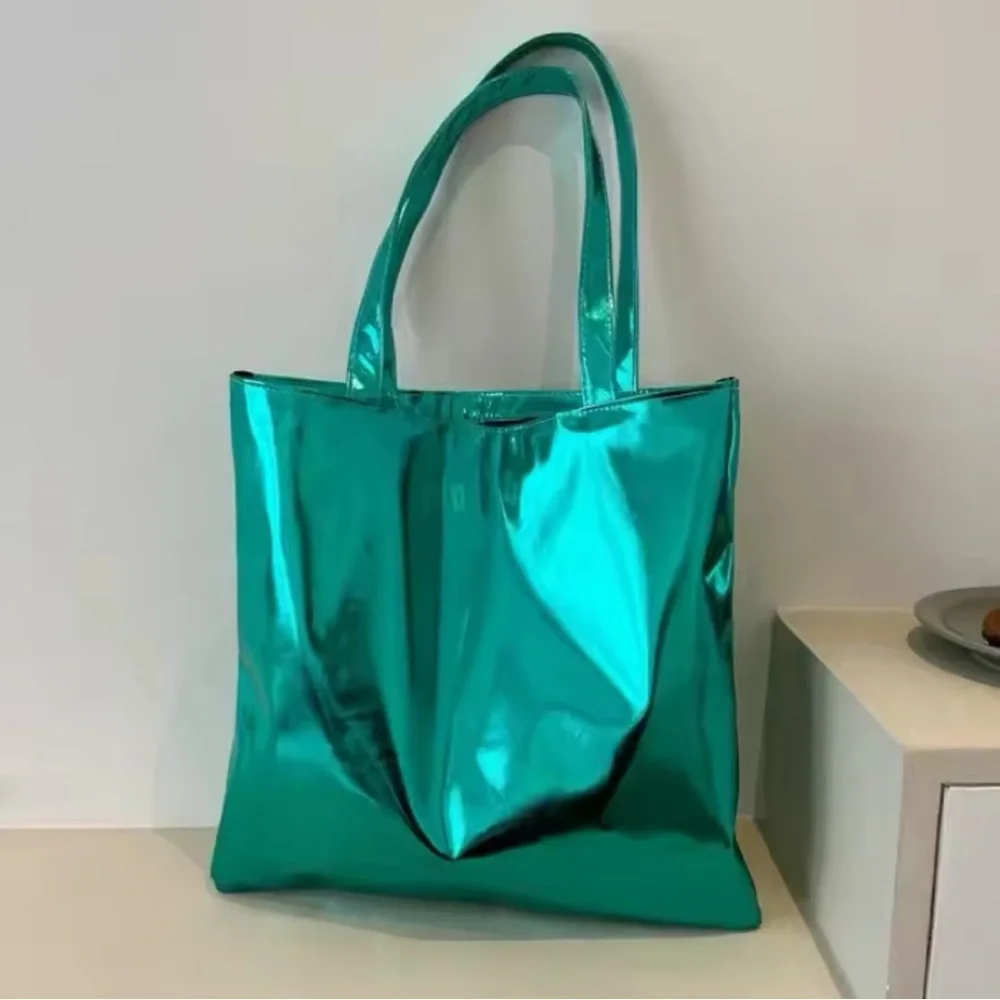Metallic/ Shiny Shoulder Bag/ Shopping Tote  | Green/Rose Red/ Gold | NEW!💚💓💛